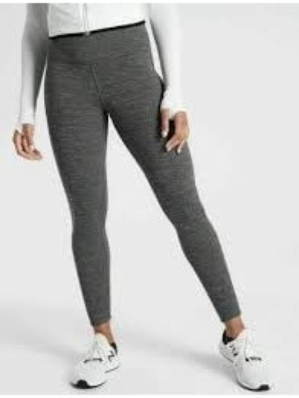 Athleta Altitude Polartec Power Tight Heather Gray Size 1X Gray Back Zip Pocket
